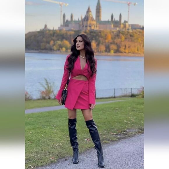 NWT Zara Cut out blazer dress pink size Small Bloggers Favorite - Picture 6 of 14